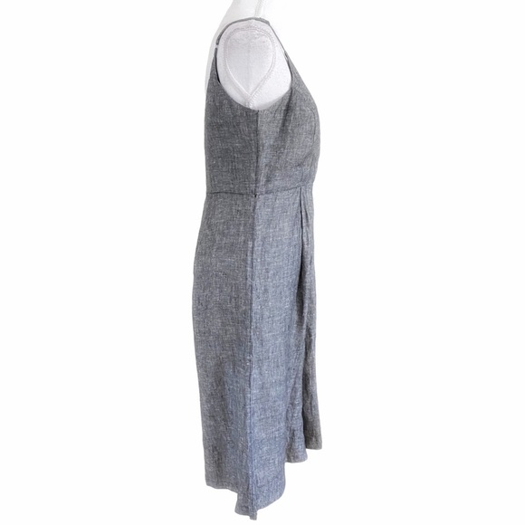 TAHARI 100% LINEN GREY SURPLICE SLEEVELESS WIDE CROPPED LEG JUMPSUIT - 4 - Picture 2 of 9